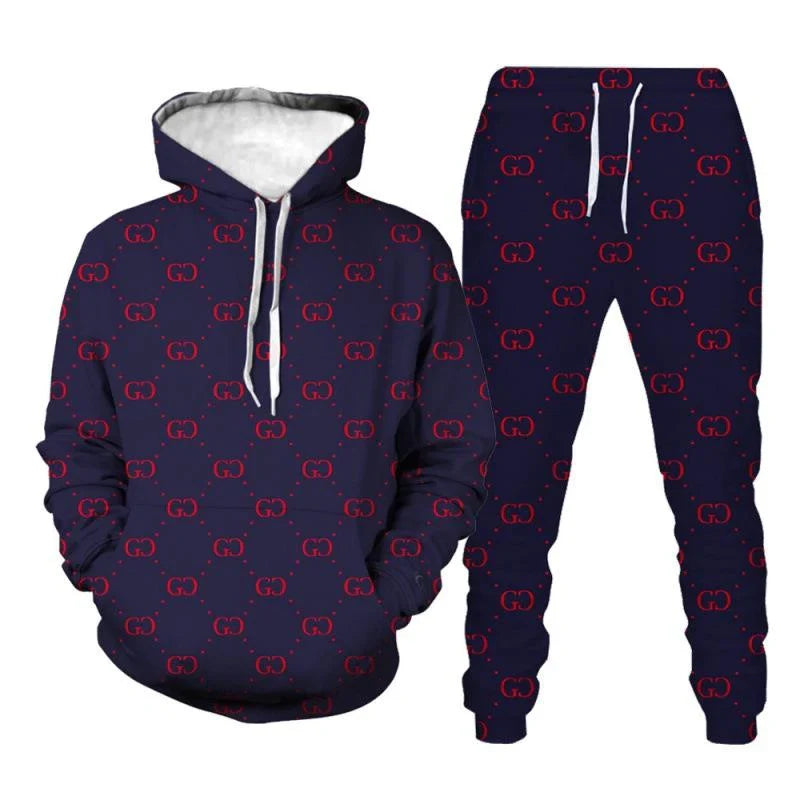 New printed casual hooded sweatshirt suit 1024011105