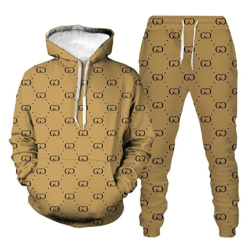 New printed casual hooded sweatshirt suit 1024011105