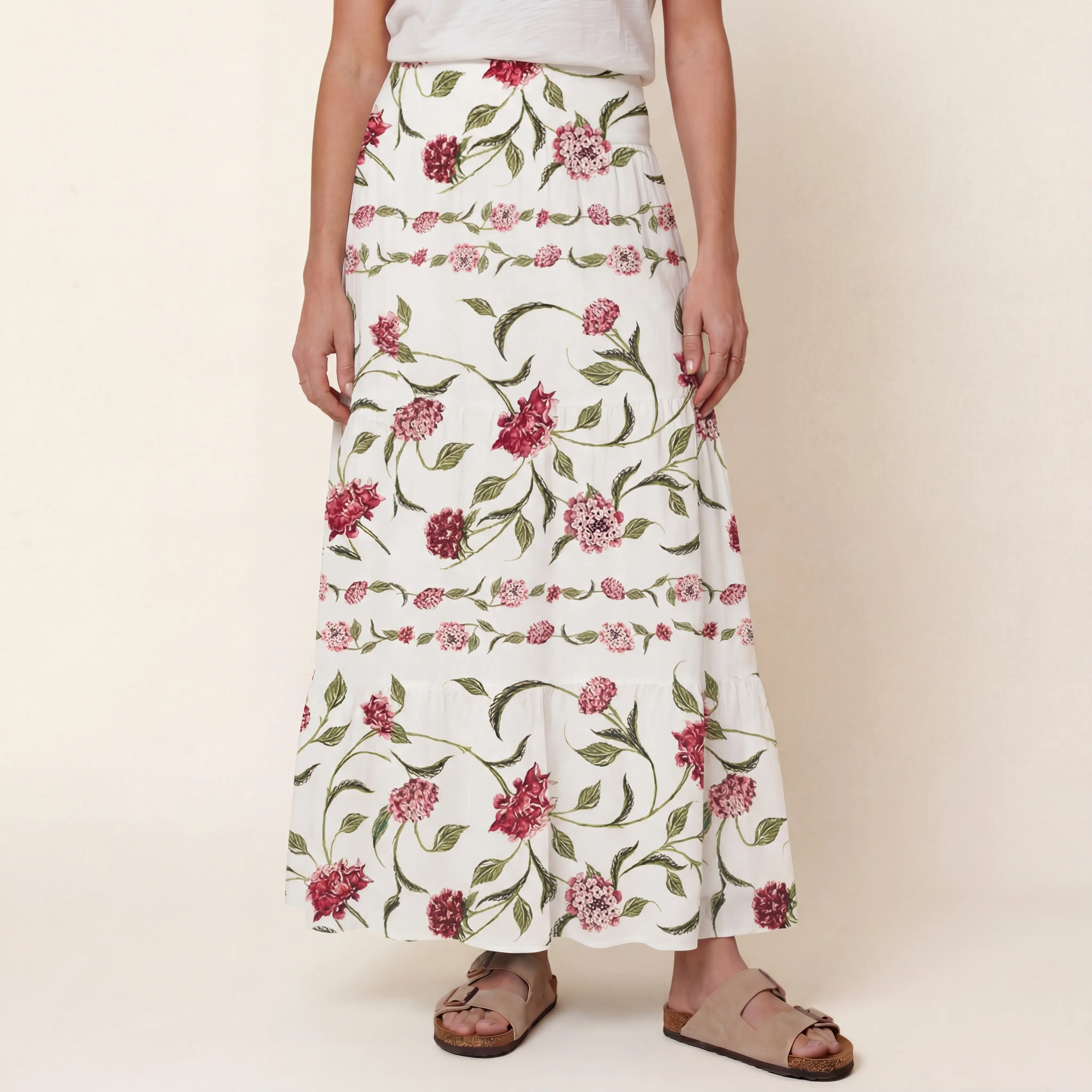 Red Floral Print Convertible Maxi Skirt & Strapless Dress