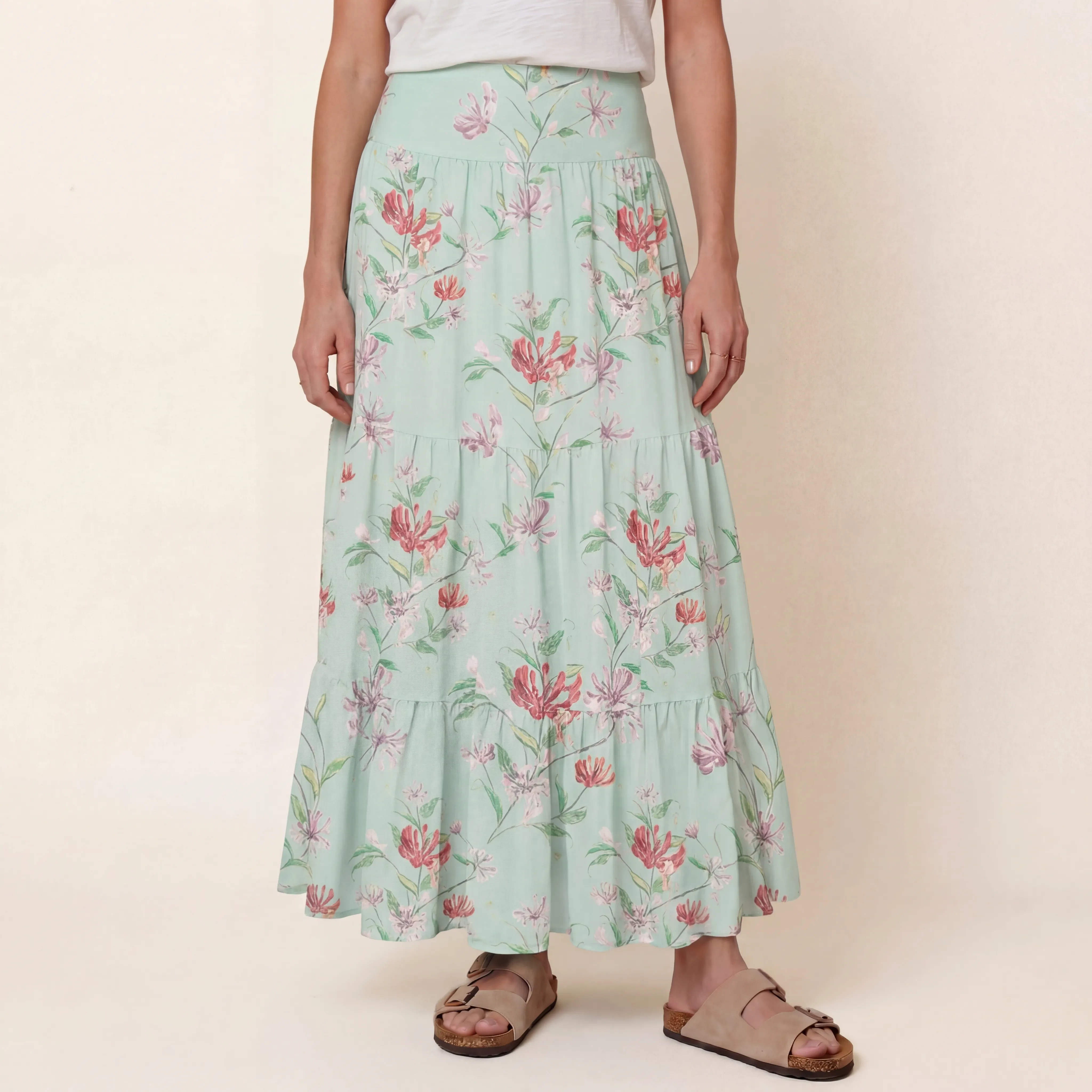 Mint Honeysuckle Print Convertible Maxi Skirt & Strapless Dress